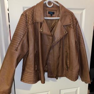 Faux leather zip front jacket